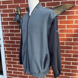 -FootJoy Jacket/Vest Convertible Zip Off Sleeves Grey w/Black Zip Pockets Mens L